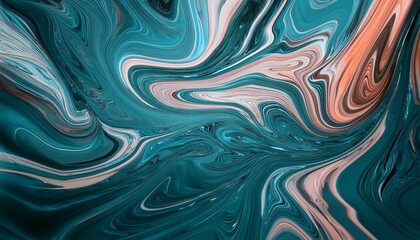 Obraz premium 液体が流れるようにして混ざり合う、マーブル模様の抽象背景