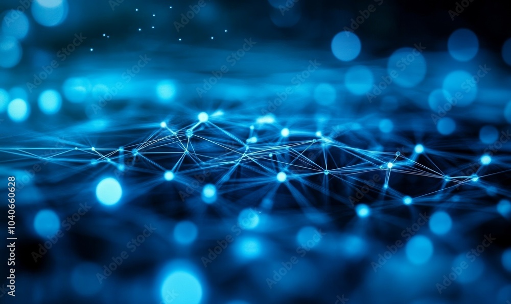 Aufkleber sci-fi abstraction: blue background with network lines evoking futuristic vibes