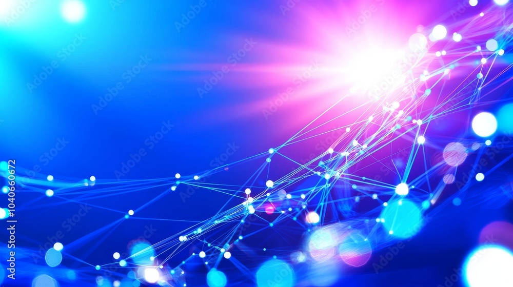 Poster a digital plexus of glowing lines and dots set against a futuristic cybernetic background. big data 