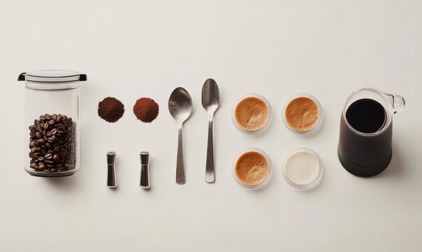 Ingredients for making coffee flat lay