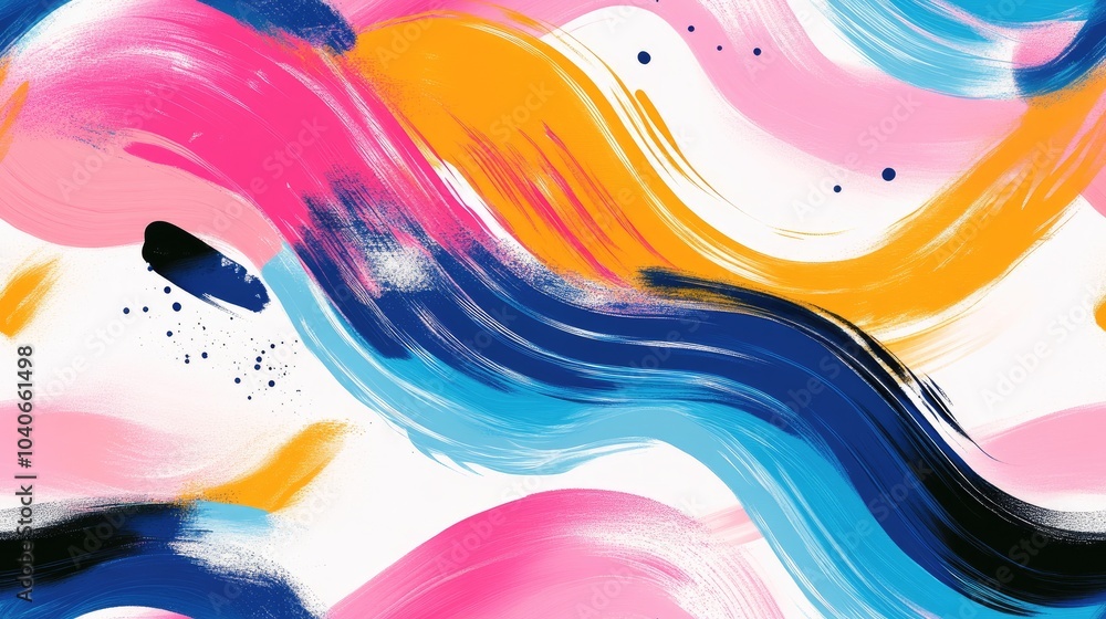 Poster Colorful wavy abstract pattern featuring brush stroke graphics and vibrant color splashes Textured background with ample space for text