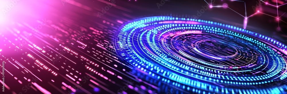 Poster a digital visualization of big data. a particle stream is shown against a binary backdrop. a technol
