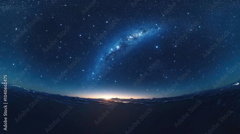 Aufkleber 360 degree space background with stars panorama in 3d cartoon rendering featuring equirectangular pr
