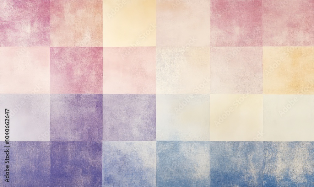Poster a gentle pastel grid pattern on textured paper highlights subtle colors and delicate textures in a s