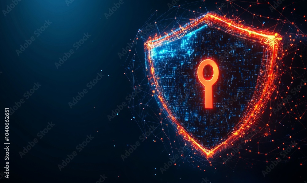 Poster network protection or cyber security. cyber technology web services for business and internet projec