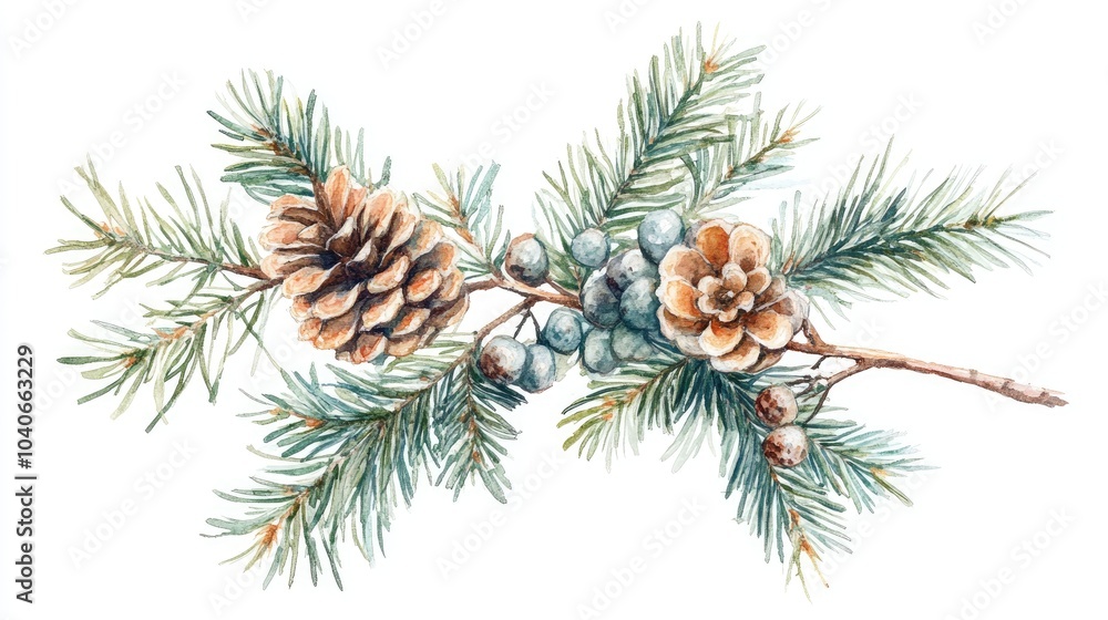 Aufkleber isolated coniferous branch featuring pine and spruce suitable for product design related to festive 