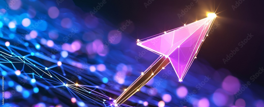 Poster a big data concept and a crystal mesh 3d illustration. connected neural pathways in an advanced digi