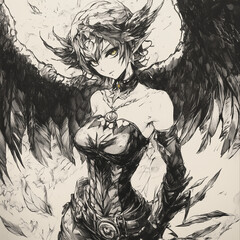 Fototapeta premium harpy woman sketch