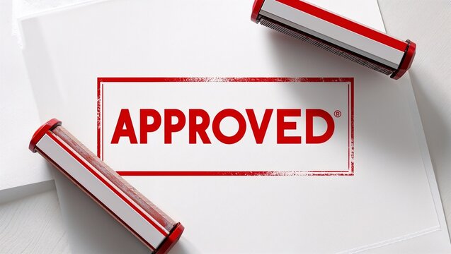 Stylish Red Approved Stamp on Paper Ready for Use in Business Processes and Document Handling
