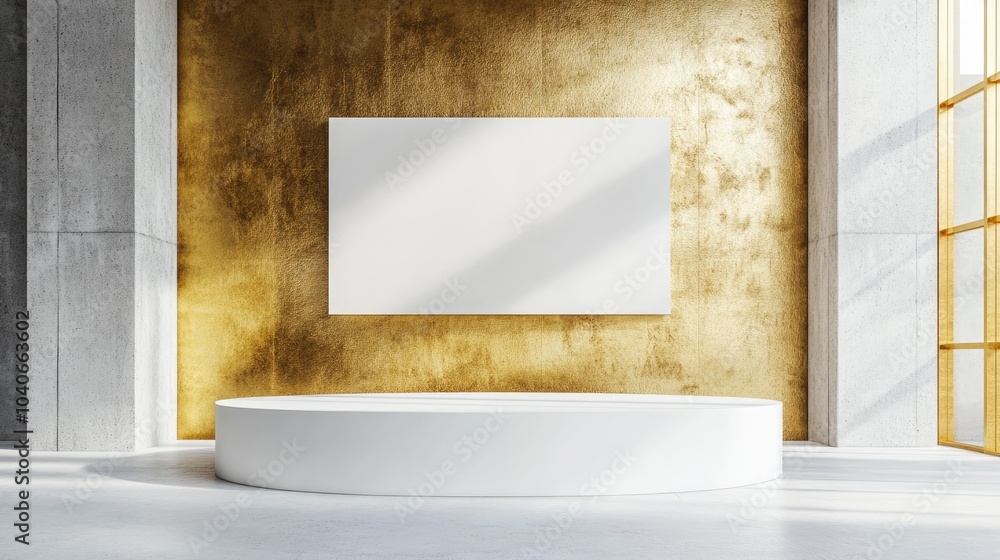Poster blank white and gold textured display for event or exhibition branding 3d rendering