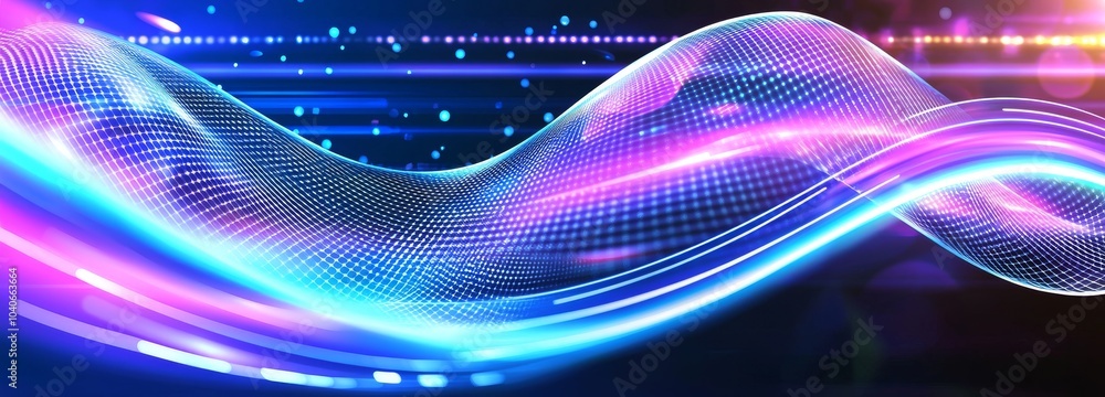 Poster an abstract blue background with falling cyber particles. a 3d rendering of big data streams.