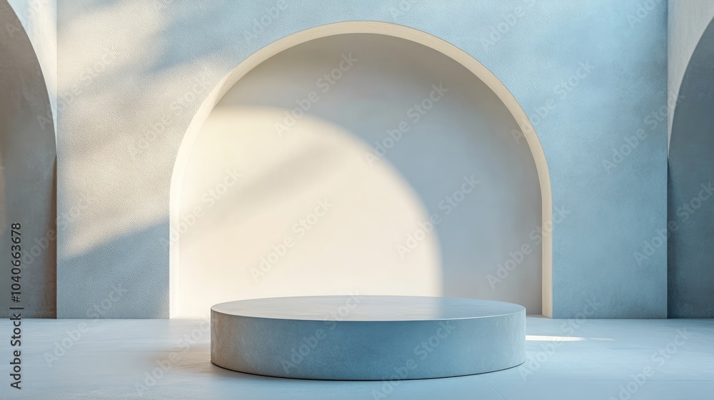 Poster minimalist abstract background with a pedestal 3d illustration and rendering