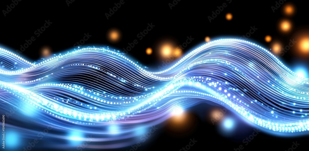 Poster 3d illustration of neural networks. big data and cybersecurity. data stream. global database and sto