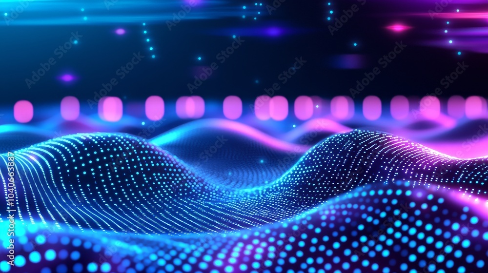 Poster big data flow in a cyber environment. blockchain data fields. network line data streams. concepts re