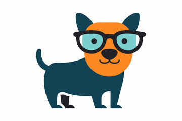 Cute cool dog wearing black glasses mascot cartoon vector illustration.on white
