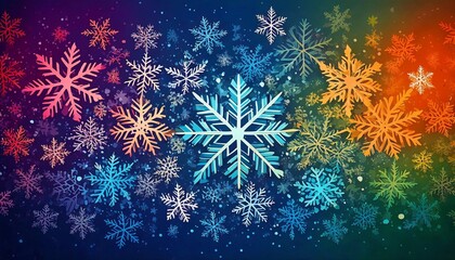 modern gradient winter background with scattered snowflakes of different sizes