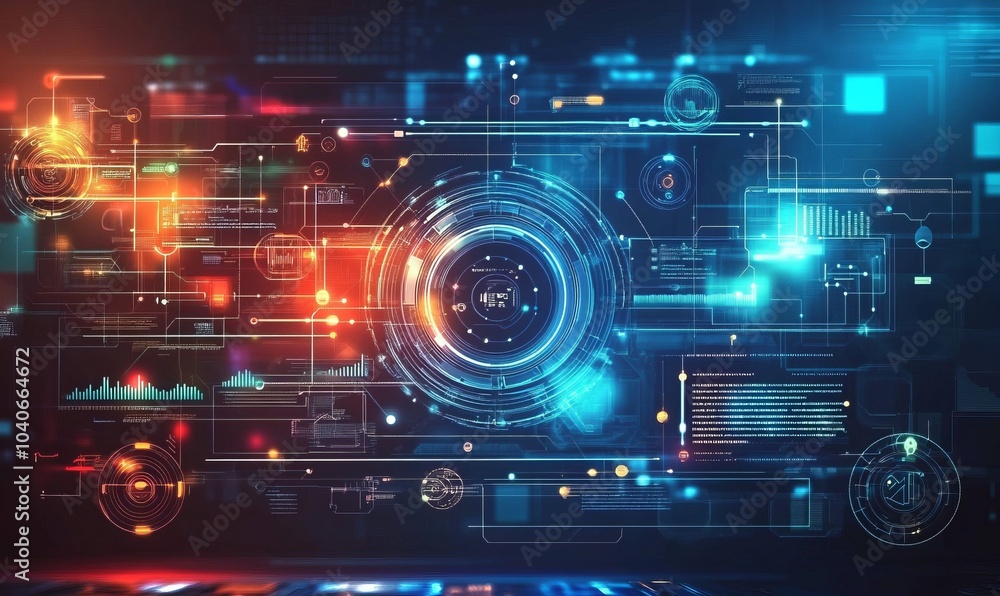 Poster hi-tech business presentation. big data concept. cyber security for business and internet project. a