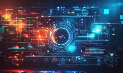 Hi-tech business presentation. Big data concept. Cyber security for business and internet project. Abstract futuristic background