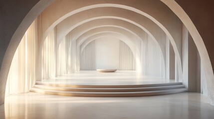 Fototapeta premium Interior architecture featuring an arched podium in a 3D render