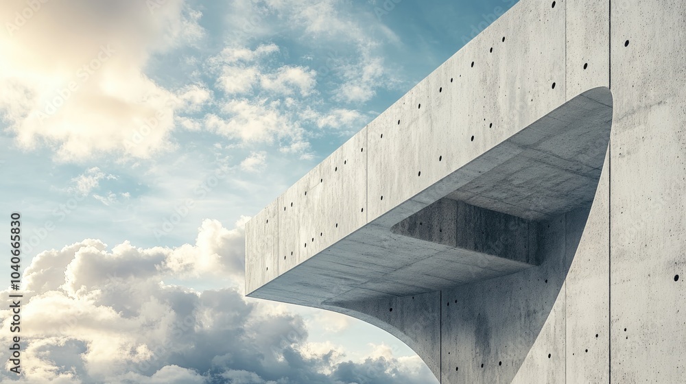 Aufkleber abstract concrete architecture against a cloudy sky backdrop 3d rendering illustration