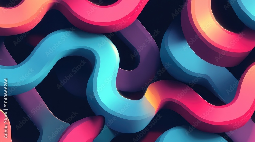Poster geometric pattern featuring a cosmic color palette in a 3d cartoon rendering