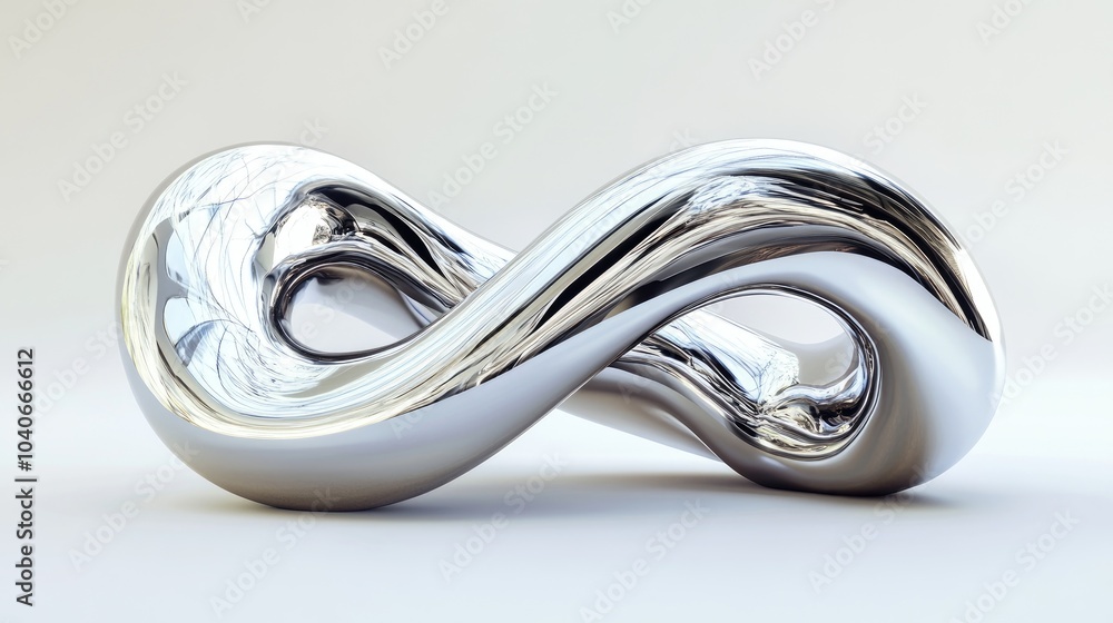 Poster isolated metallic tangled line shape featuring a futuristic curved design element with a bent chrome