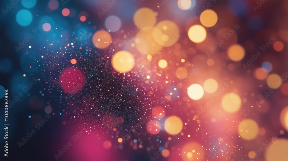 Poster vintage bokeh circles create a beautiful abstract background filled with vibrant particles