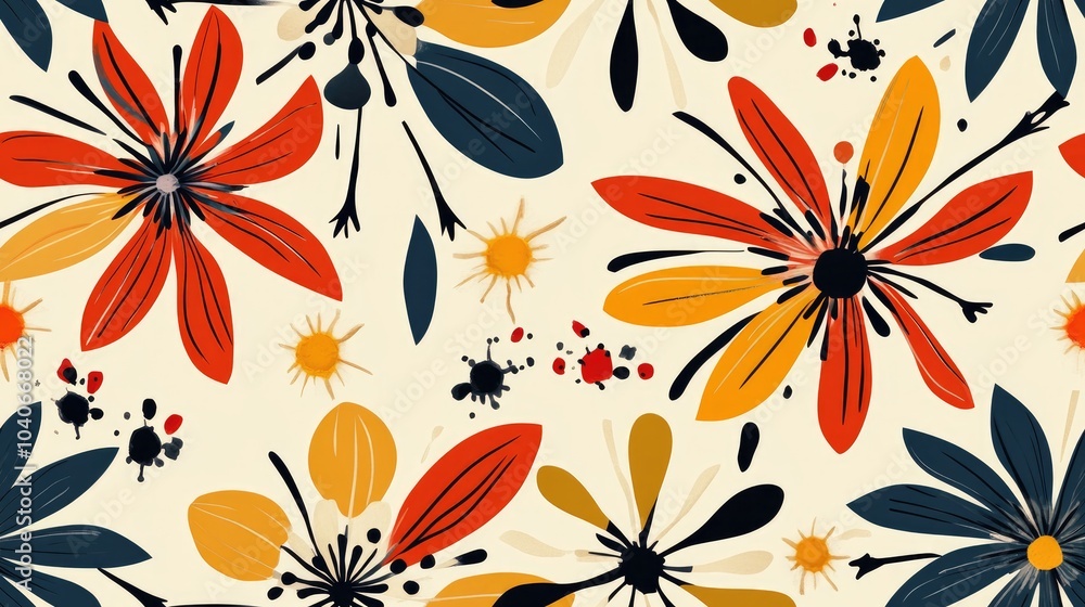 Poster bright abstract flower seamless pattern suitable for backgrounds wrapping paper and fabric endless r