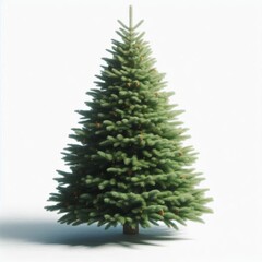 Fototapeta premium Undecorated natural fresh green christmas tree on white background
