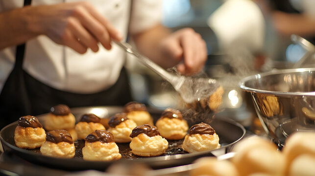 Vibrant Culinary Workshop: Mastering the Art of Making Perfect Profiteroles with a Skilled Chef Leading the Way