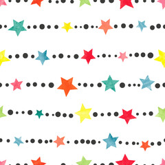 Colorful stars pattern. Vector childish background