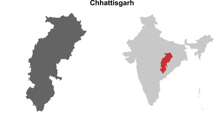 Chhattisgarh state outline map set