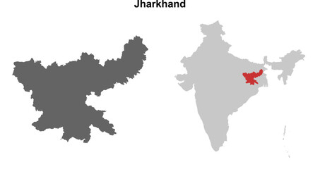 Jharkhand state outline map set