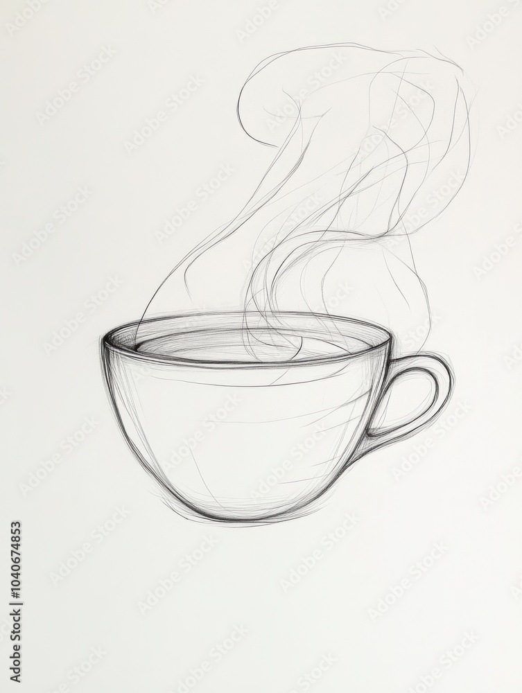 Aufkleber a minimalist design of a tea cup is depicted with soft steam lines rising above, evoking warmth and 