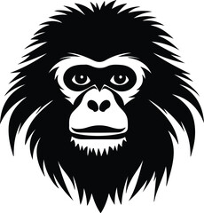 Fototapeta premium Black silhouette of gibbon head