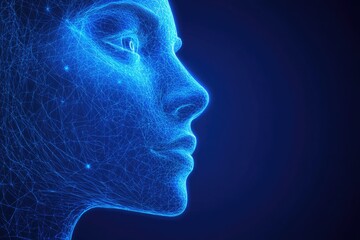 Obraz premium Facial scan: advanced biometric line, the detailed integration of cutting-edge technology, ensuring secure identification, and enhancing precision in modern applications of security protocols