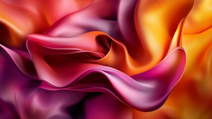 Obraz premium Abstract flowing pink and orange fabric with smooth curves.