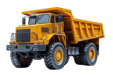 Fototapeta premium Yellow Dump Truck isolated on transparent background, png file, no background png file