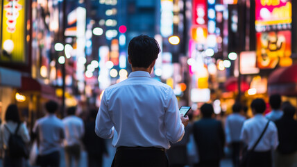 Fototapeta premium 商業地区を行く会社員