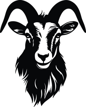 recommend clip art: Black silhouette of goat head