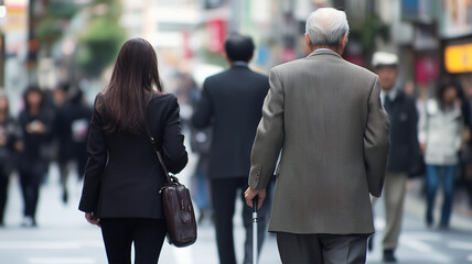 Fototapeta premium オフィス街を行く多様な人々