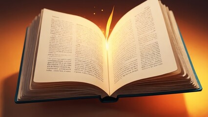 Obraz premium A mystical open book glowing in warm light, inviting exploration and knowledge discovery