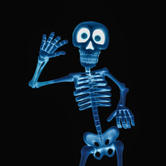 skeleton cartoon in pop rock dance on bottom view
