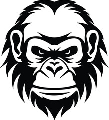 Obraz premium Black silhouette of great apes head