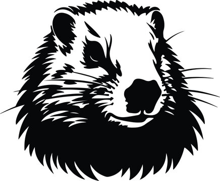 recommend clip art: Black silhouette of groundhog head
