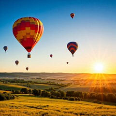 Obraz premium hot air balloon in sunset