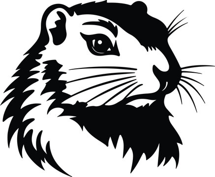 recommend clip art: Black silhouette of groundhog head