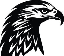 Obraz premium Black silhouette of hawk head