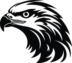 Obraz premium Black silhouette of hawk head