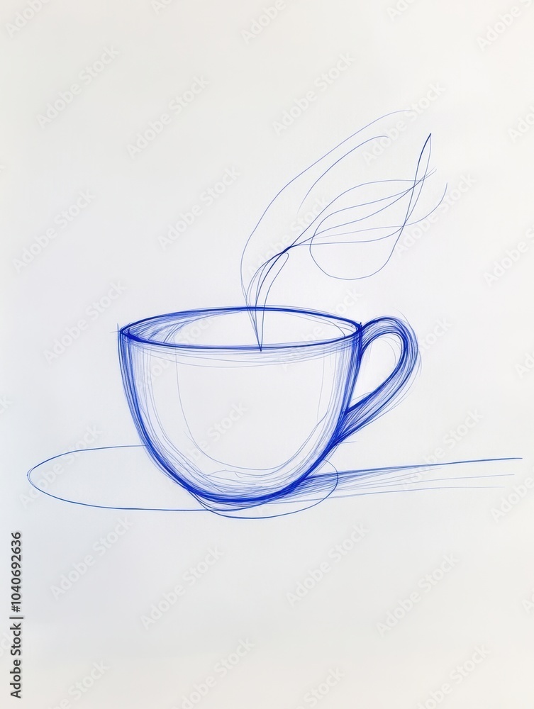 Poster a beautifully crafted continuous line forms a tea cup with gentle steam, inviting a moment of warmth